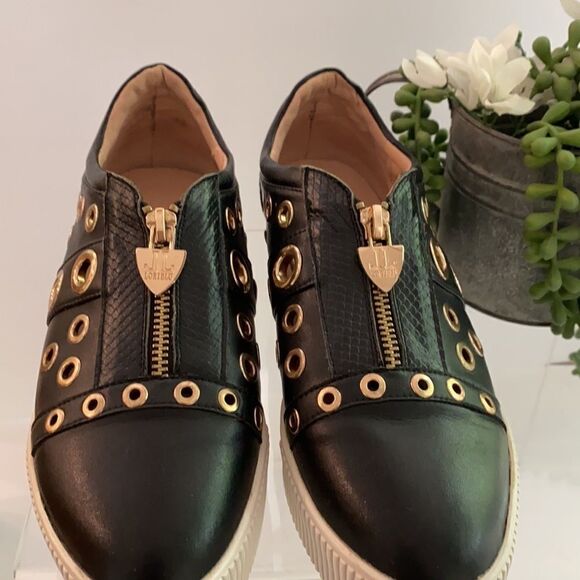 LORIBLU Platform Grommet And Zip Creeper Chunky Embellished Sneakers Black  7.5 - Picture 4 of 16